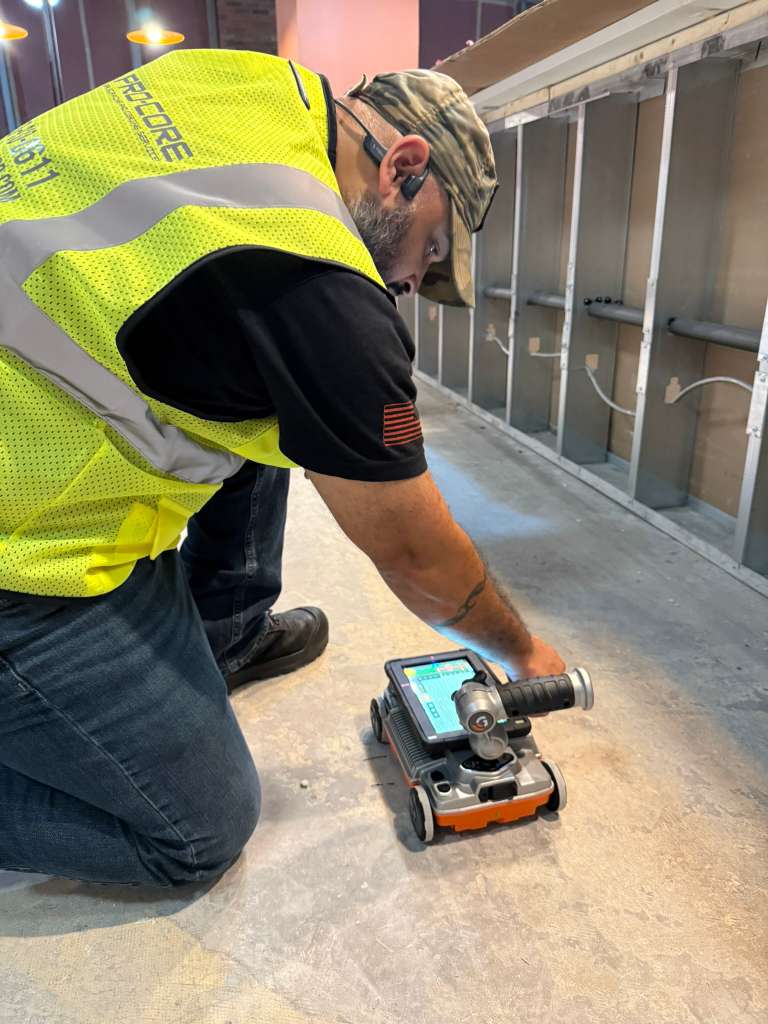 Professional concrete coring drill in operation